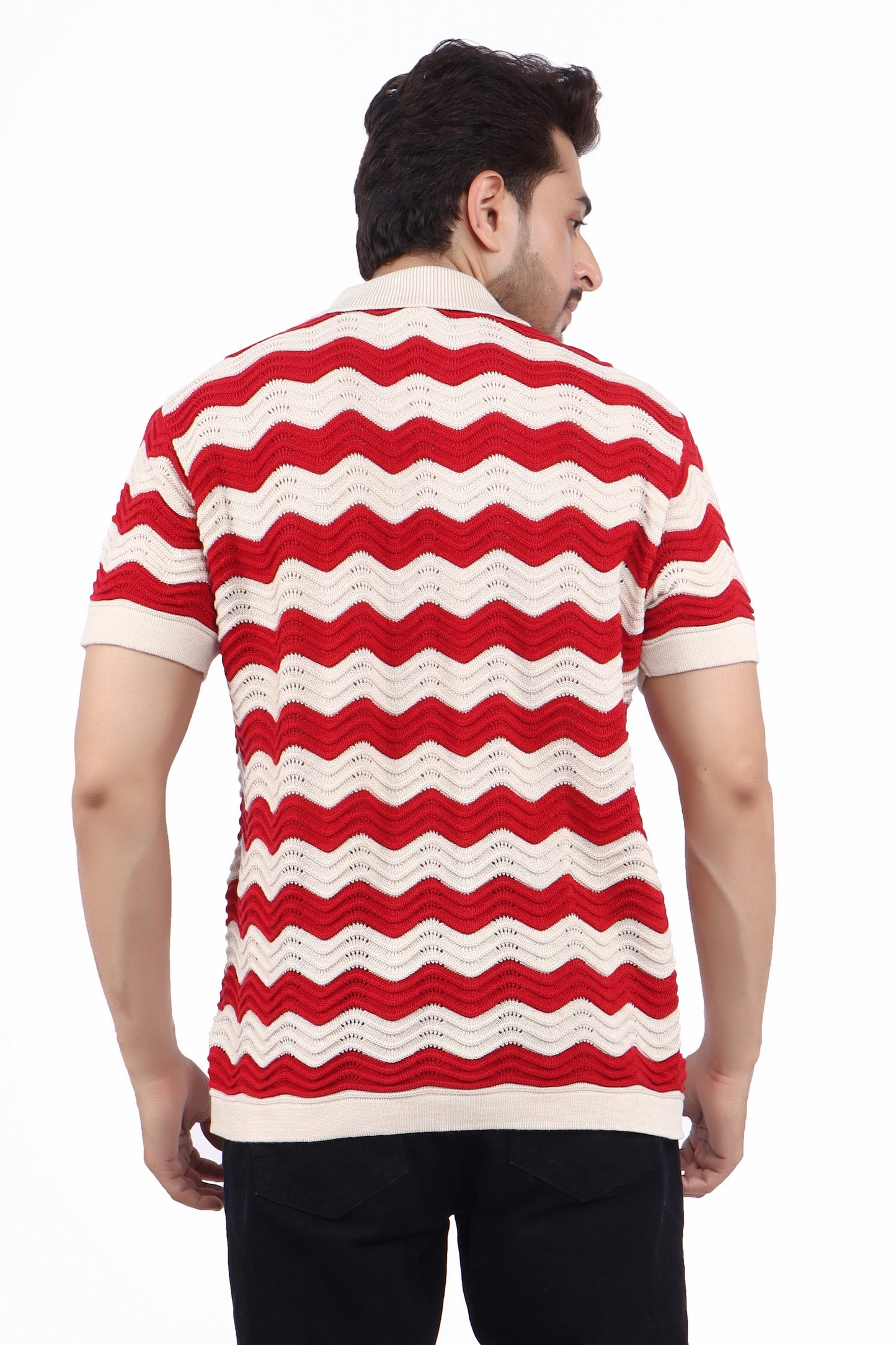 Men's Premium Knitted Shirt - Red & White stripes  |TheLwals