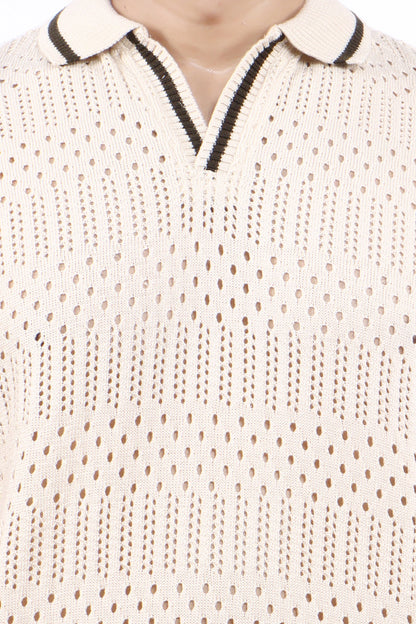 Men’s Contrast Sleeve Polo T-Shirt – Textured Knit Design | TheLwals