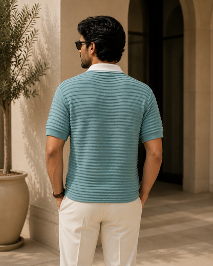 The Lwals Riviera Knit Polo – Seafoam Green