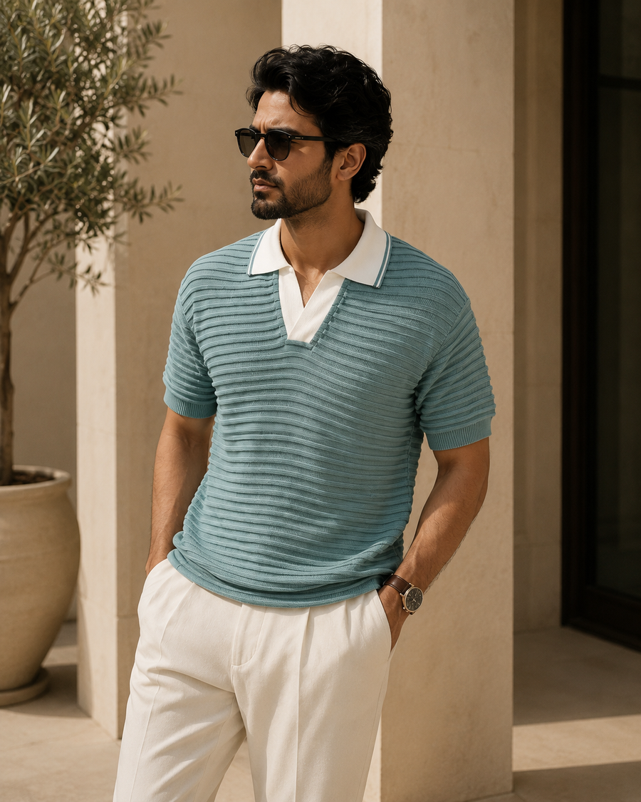 The Lwals Riviera Knit Polo – Seafoam Green