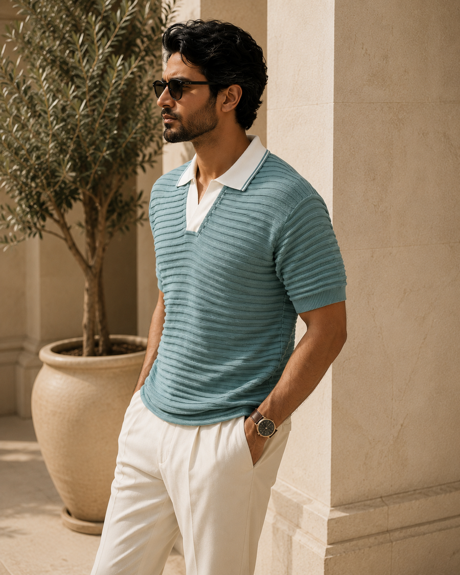The Lwals Riviera Knit Polo – Seafoam Green