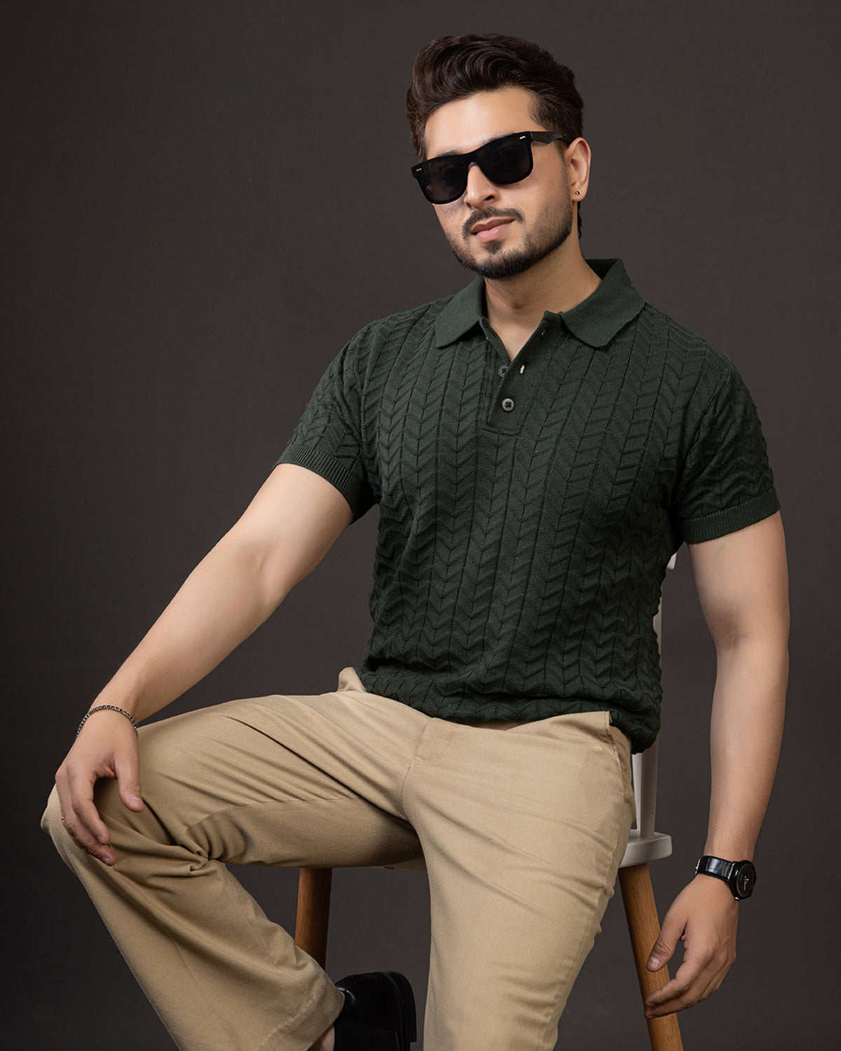 LWALS Signature Textured Polo – Olive Edition