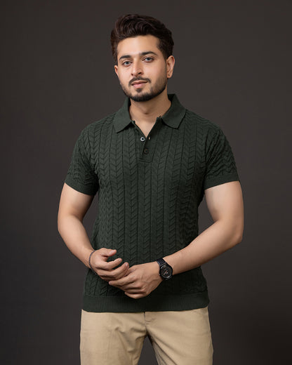LWALS Signature Textured Polo – Olive Edition