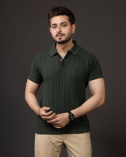 LWALS Signature Textured Polo – Olive Edition