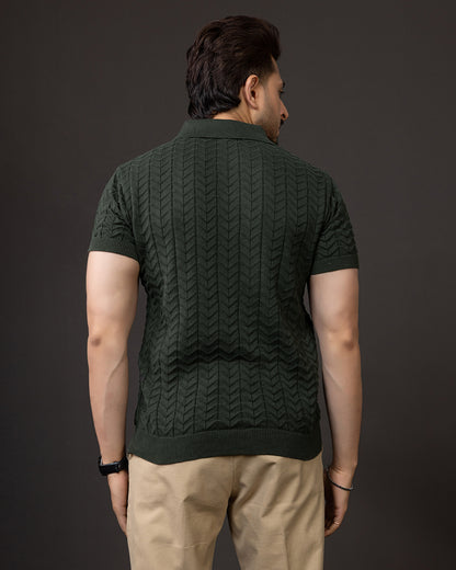LWALS Signature Textured Polo – Olive Edition