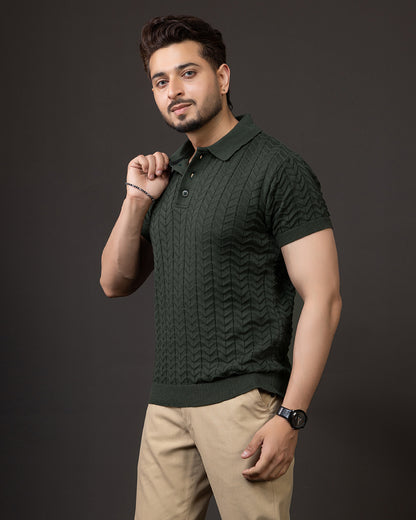 LWALS Signature Textured Polo – Olive Edition